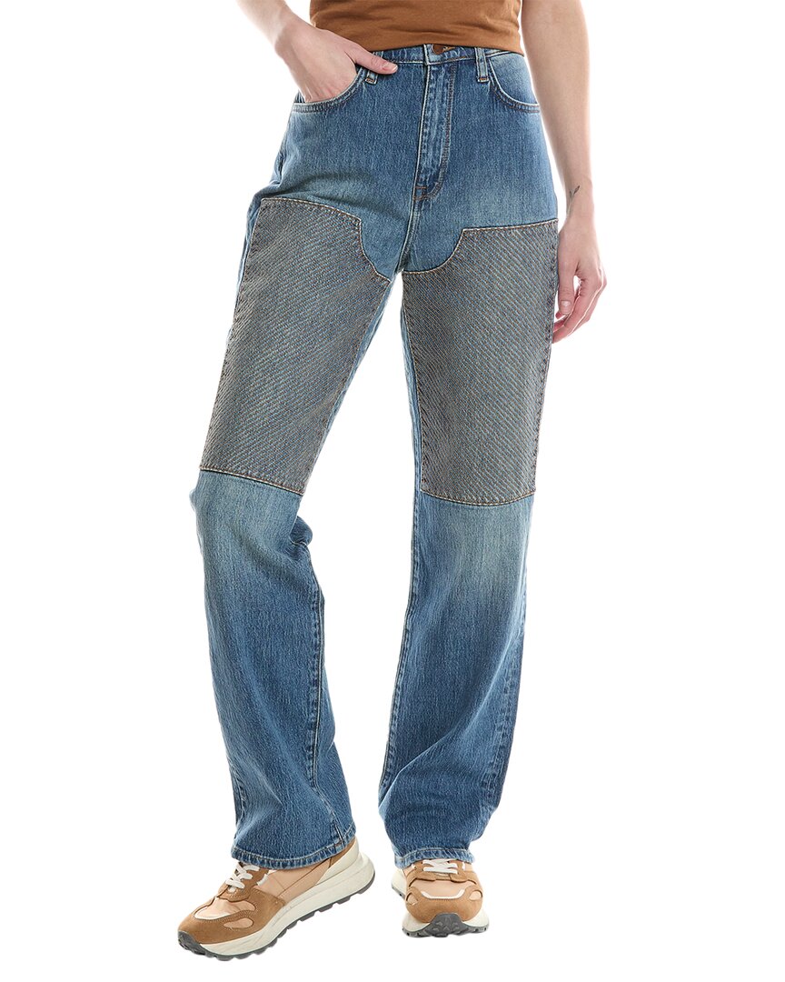 Ms. Classic Indigo Embroidery High-Rise Straight Leg Jean