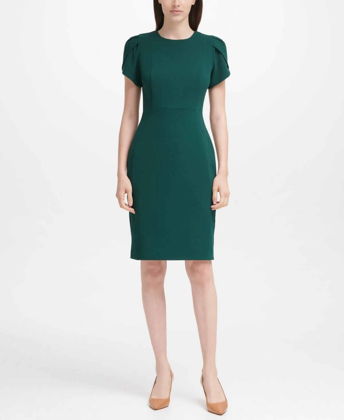 Dress Malachite Green Crepe Tulip Sleeve Sheath FROG146