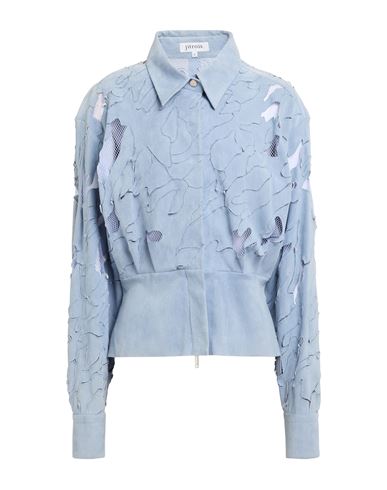 Woman Shirt Sky blue Size 12 Lambskin, Cotton, Elastane