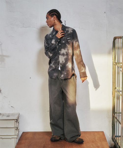 RAW WASHED VERTICAL SHIRTS KHAKI