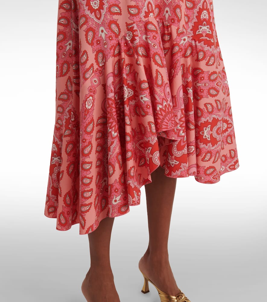 Paisley asymmetric cotton midi skirt