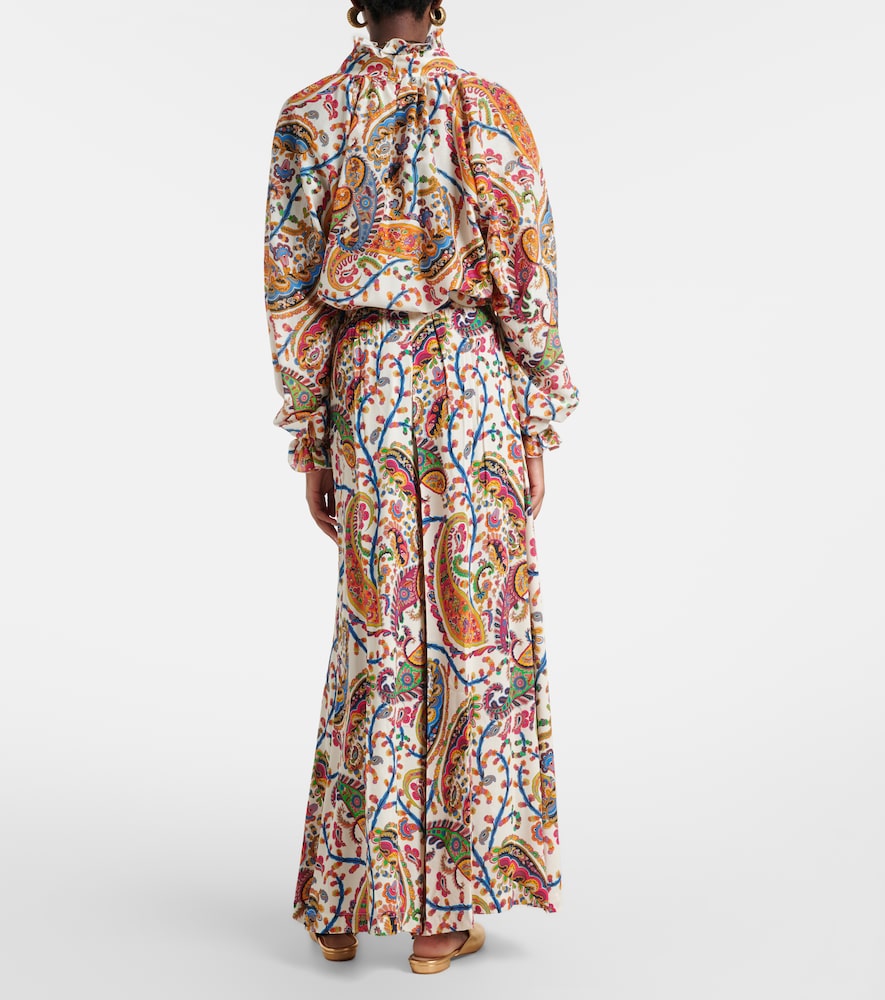 Paisley pleated maxi skirt