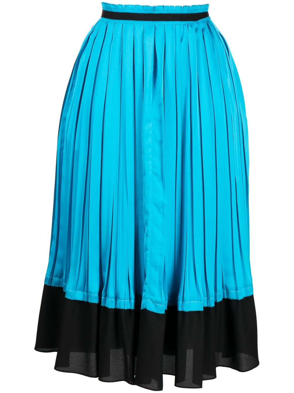 Pleated satin midi skirt - Blue