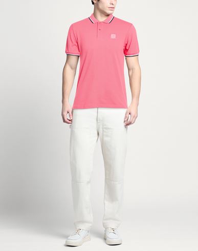 Man Polo shirt Coral Size M Cotton