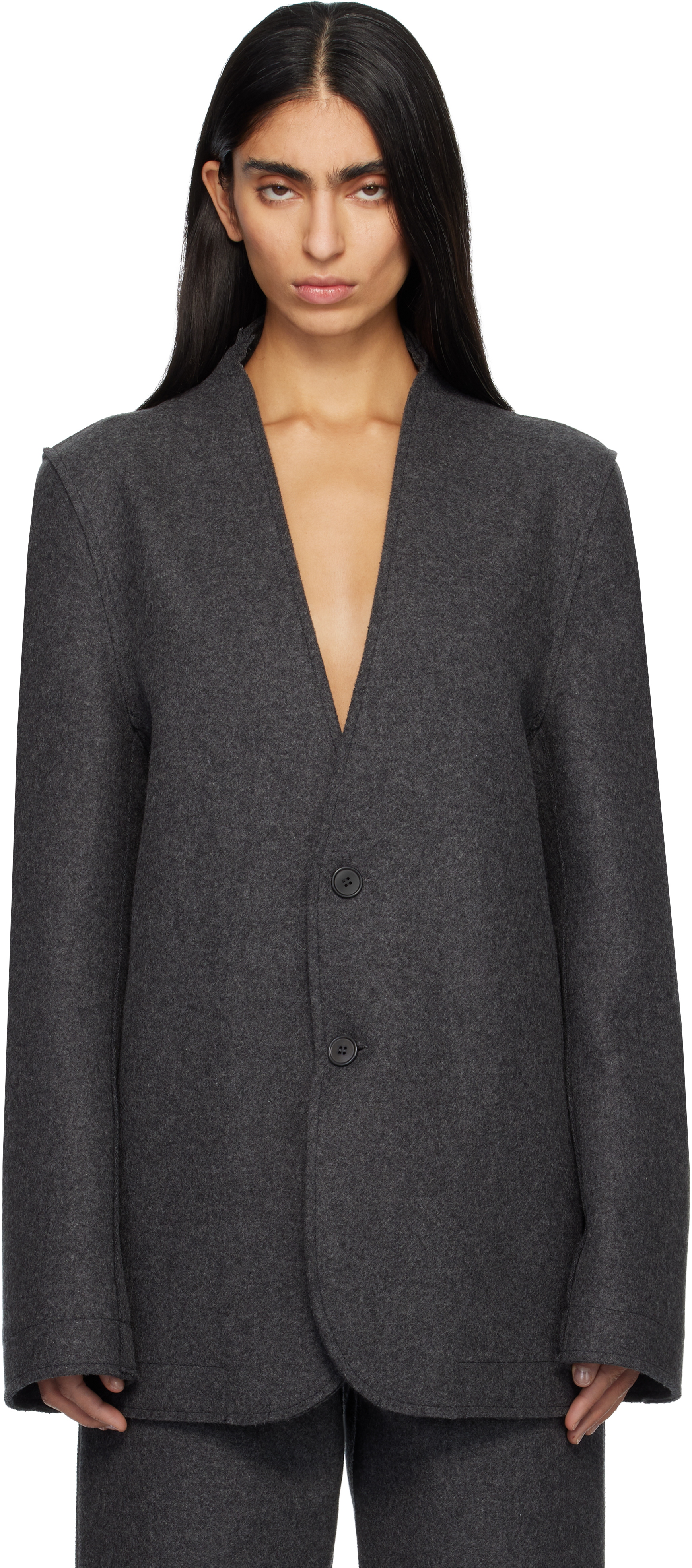 Gray Base Classic Single Breast Blazer