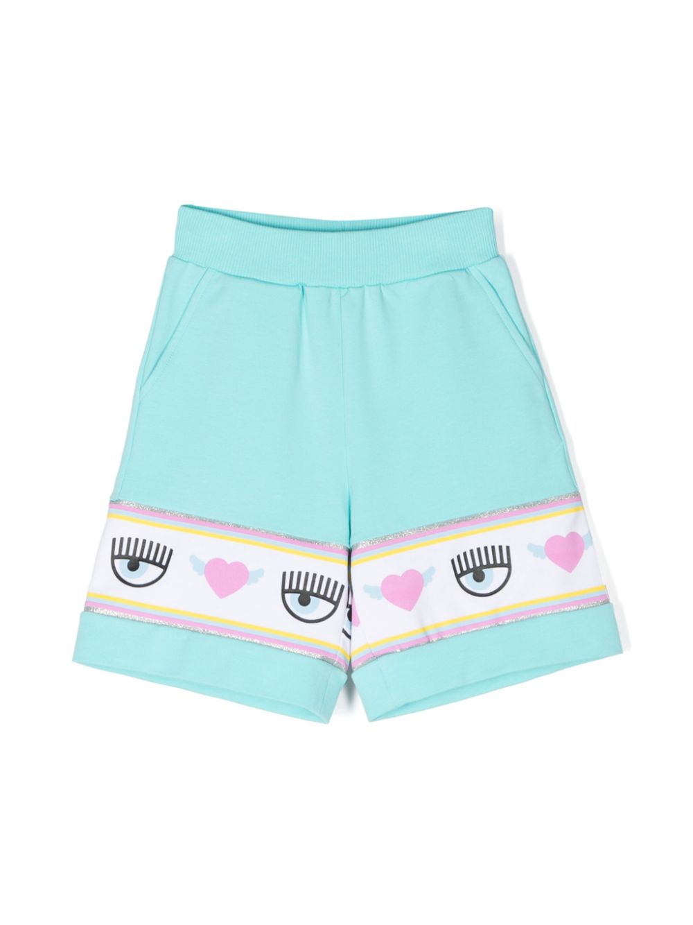 Logo-print detail shorts - Blue