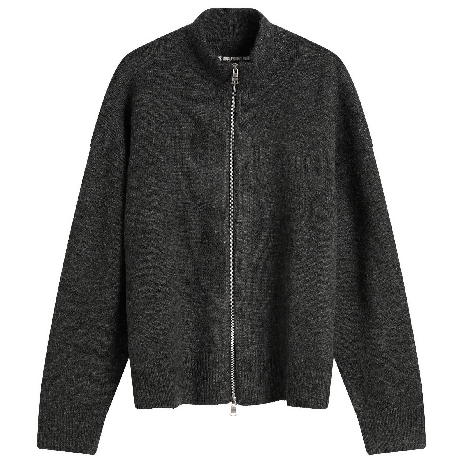 Men's Mohair Blend Knit Track Jacket Charcoal