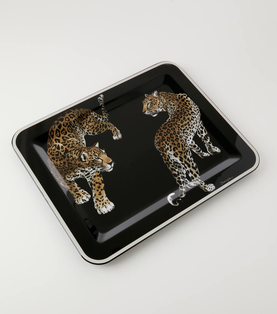 Double Leopardo Medium wooden tray