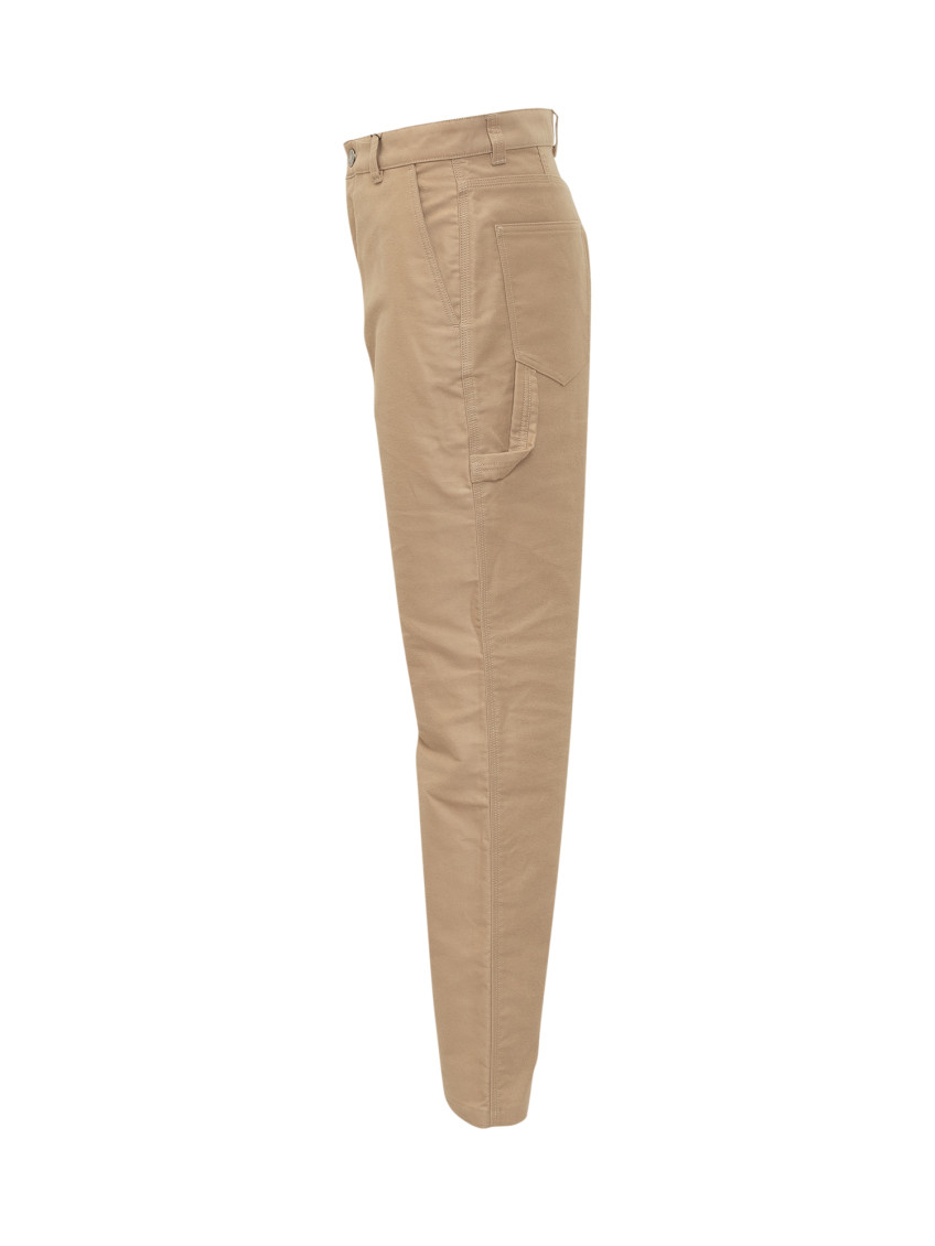Beige Straight Flat Front Pants