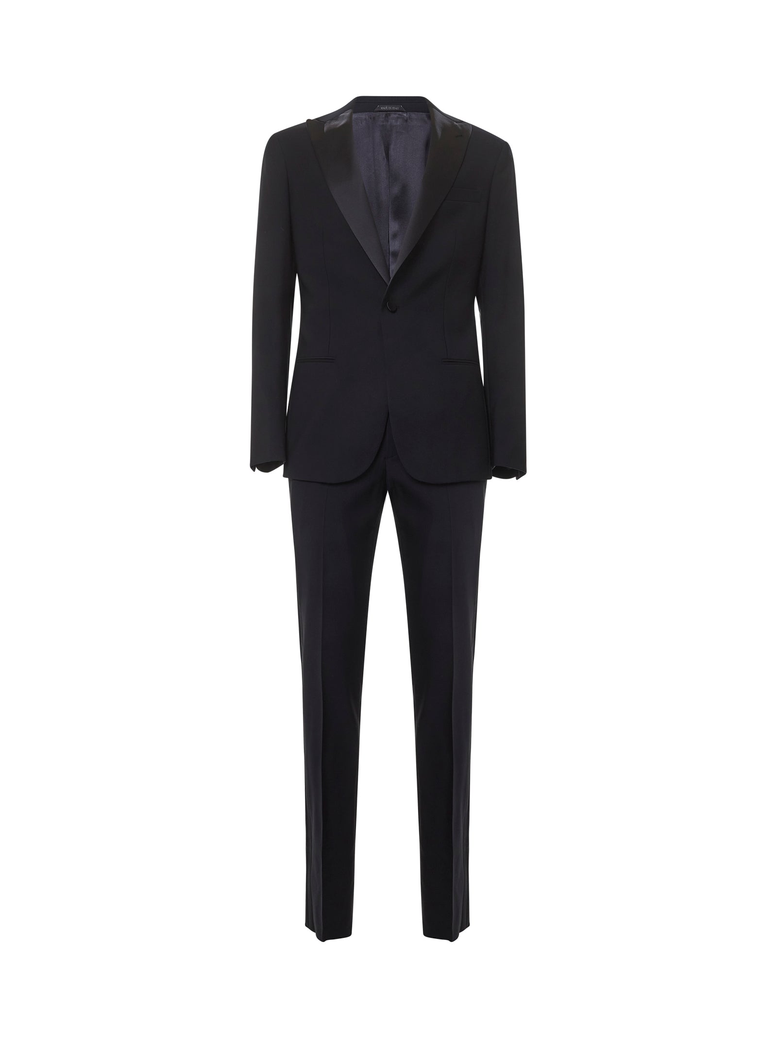 Virgin Wool Tuxedo Pant Suit — Navy
