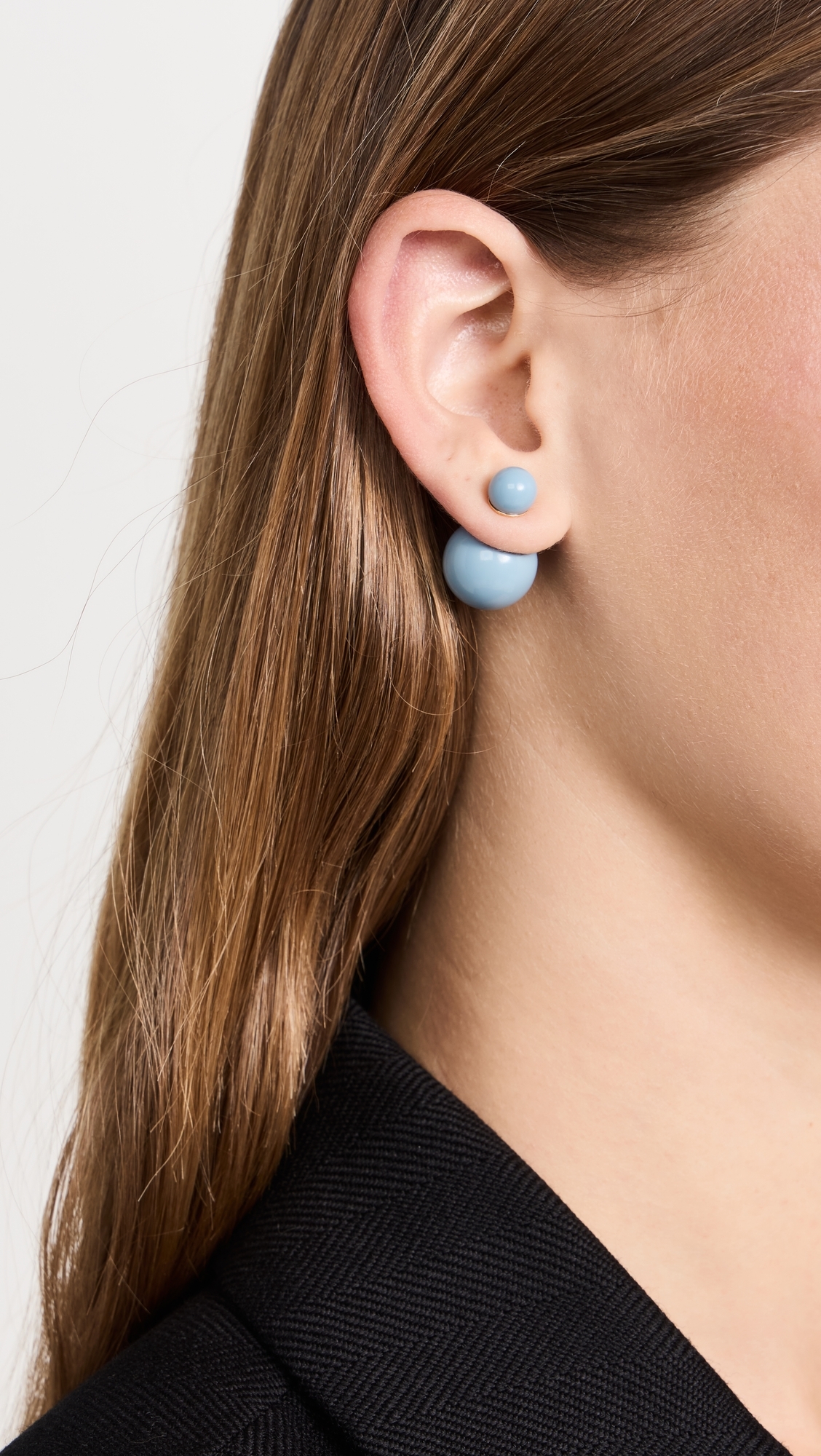 Double Ball Earrings French Blue Blue One Size