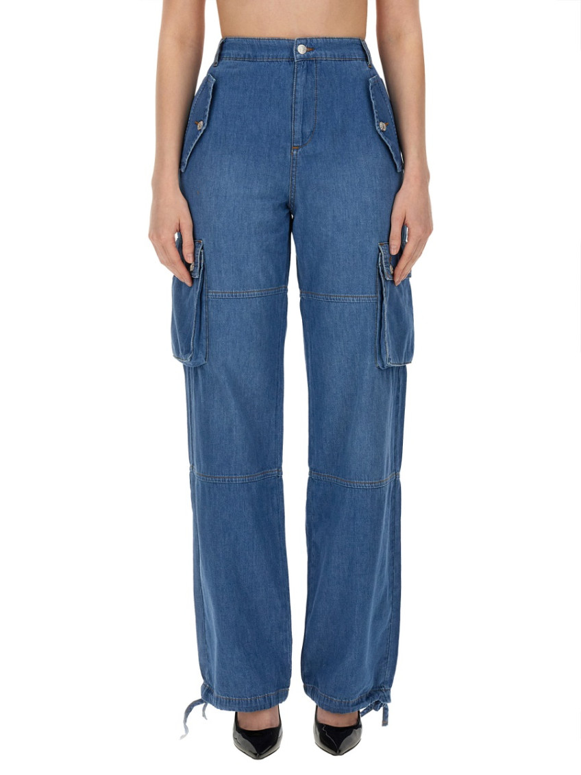 Moschino - wide leg cargo trousers with drawstring he