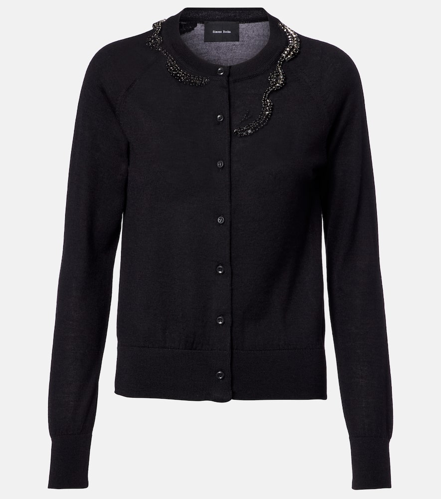 Embellished wool and silk cardigan