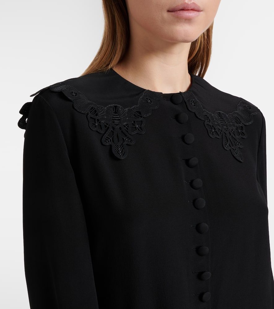 Chloé Embroidered silk crêpe de chine blouse