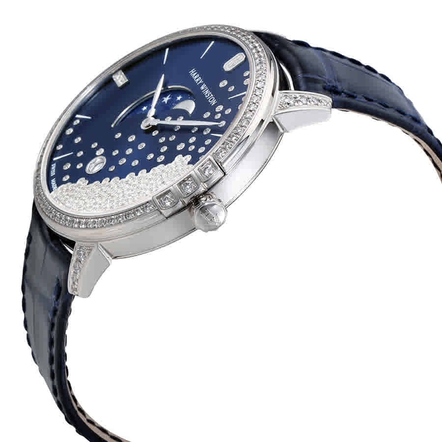 Midnight Diamond Drops Blue Dial 18K White Gold Watch MIDQMP39WW004