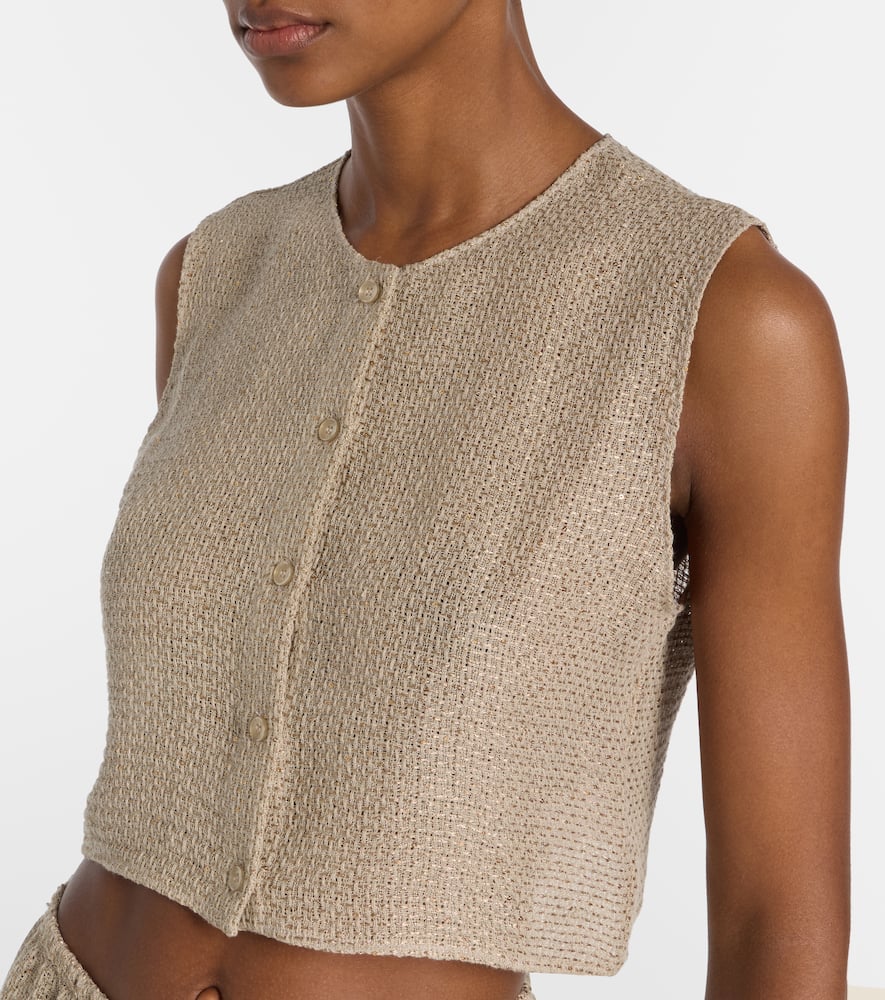 Stella sequined linen-blend top