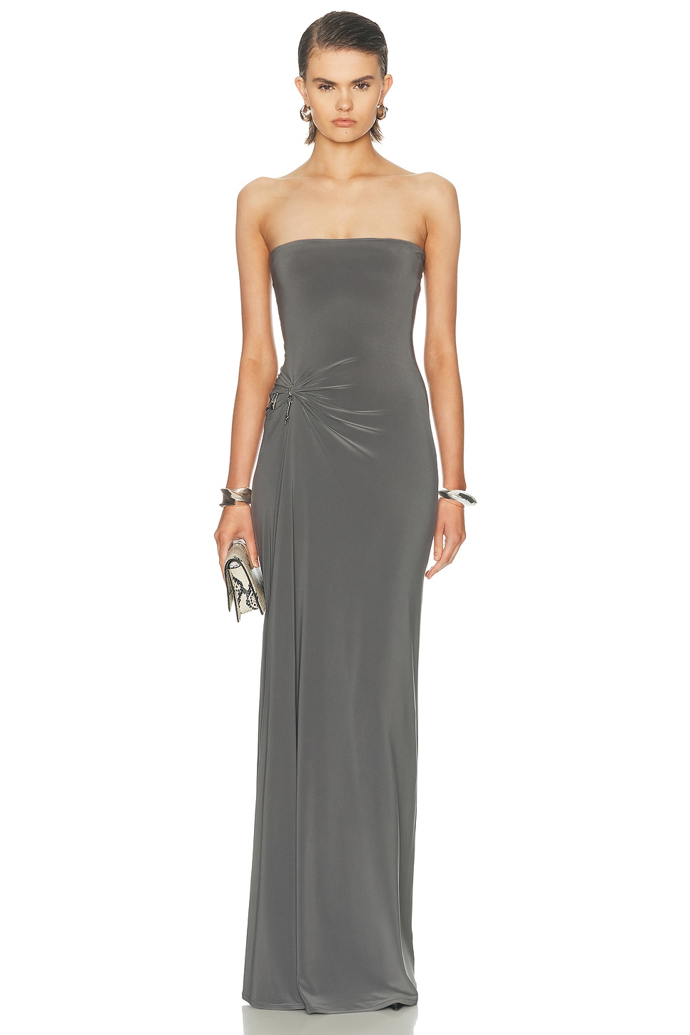 Grace Ling Relic Charms Strapless Maxi Dress in Grey - Grey. S also in XS