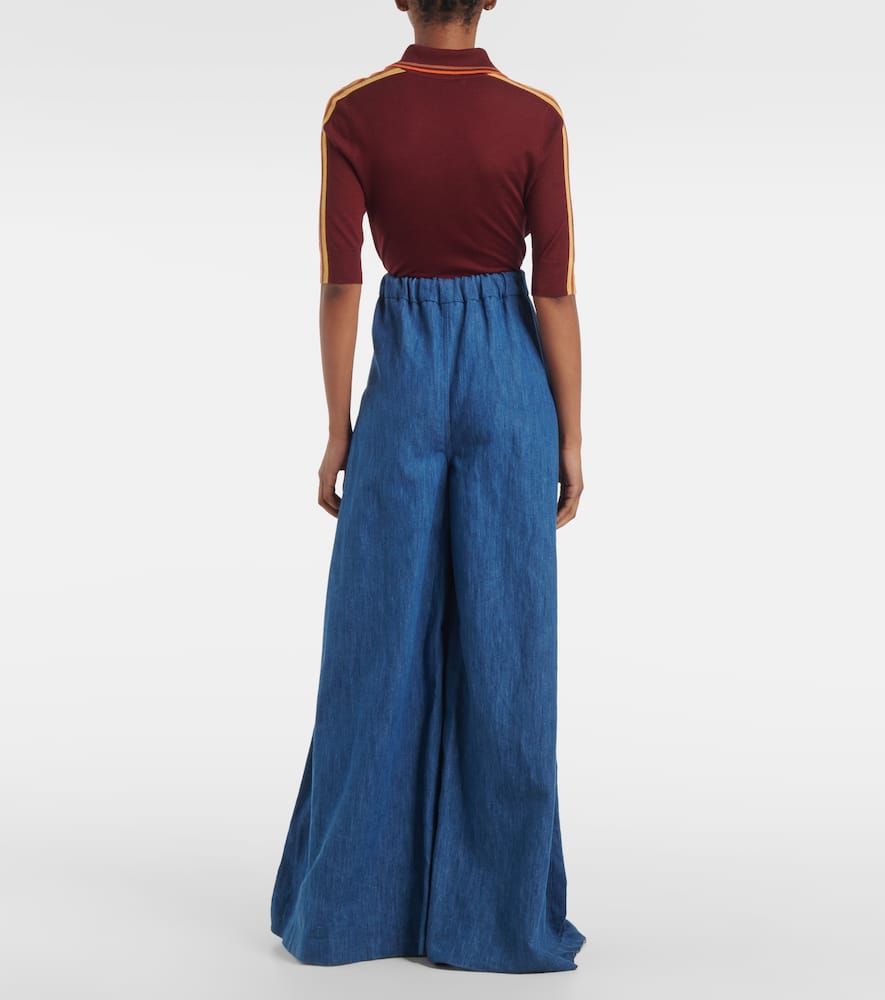 Gelos high-rise cotton and linen wide-leg pants