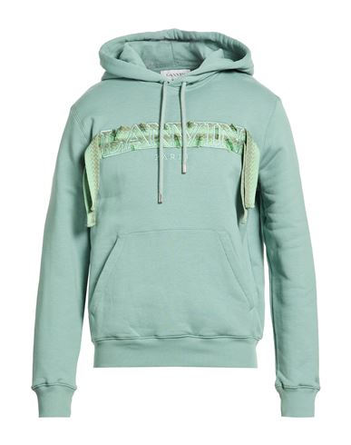 Man Sweatshirt Sage green Size M Cotton, Polyester