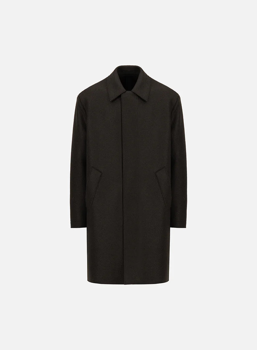 Harris Wharf Pressed Wool Coat — Brown