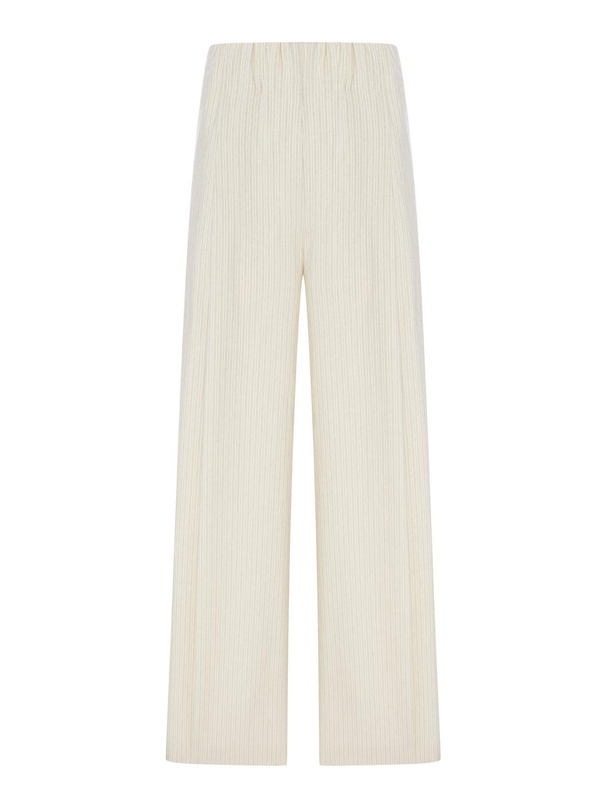 Wide-Leg Cotton Trousers With Striped Pattern