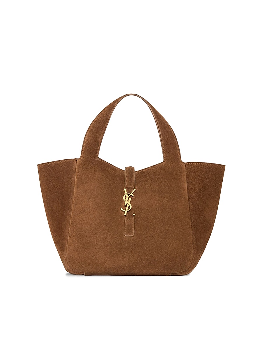 Women's Le 5 à 7 Baby Bea Top Handle Bag in Suede - Caramel Cognac