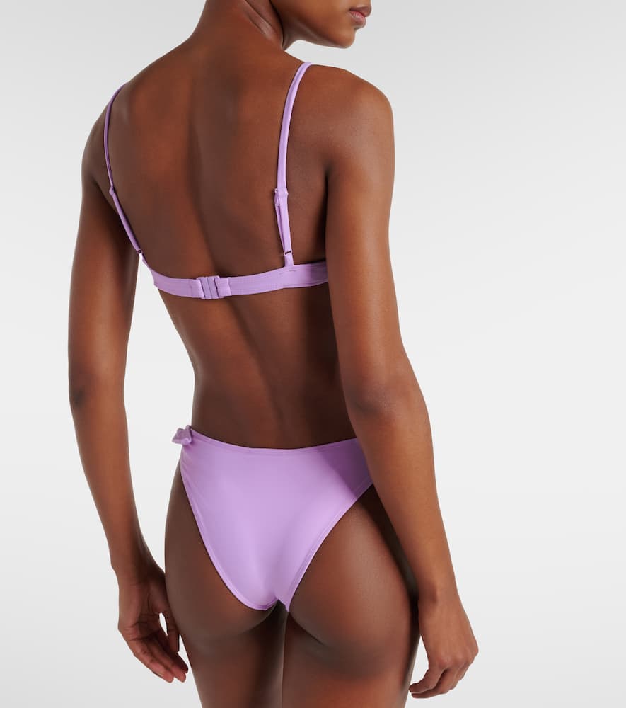 Flower floral-appliqué bikini top