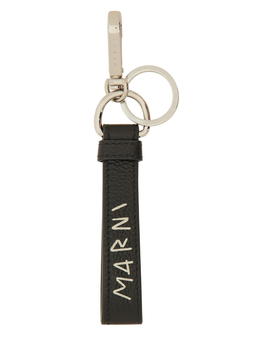 Leather Keyring with Mending Embroidery