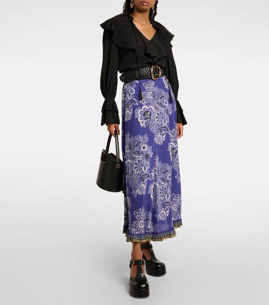 Floral silk maxi skirt