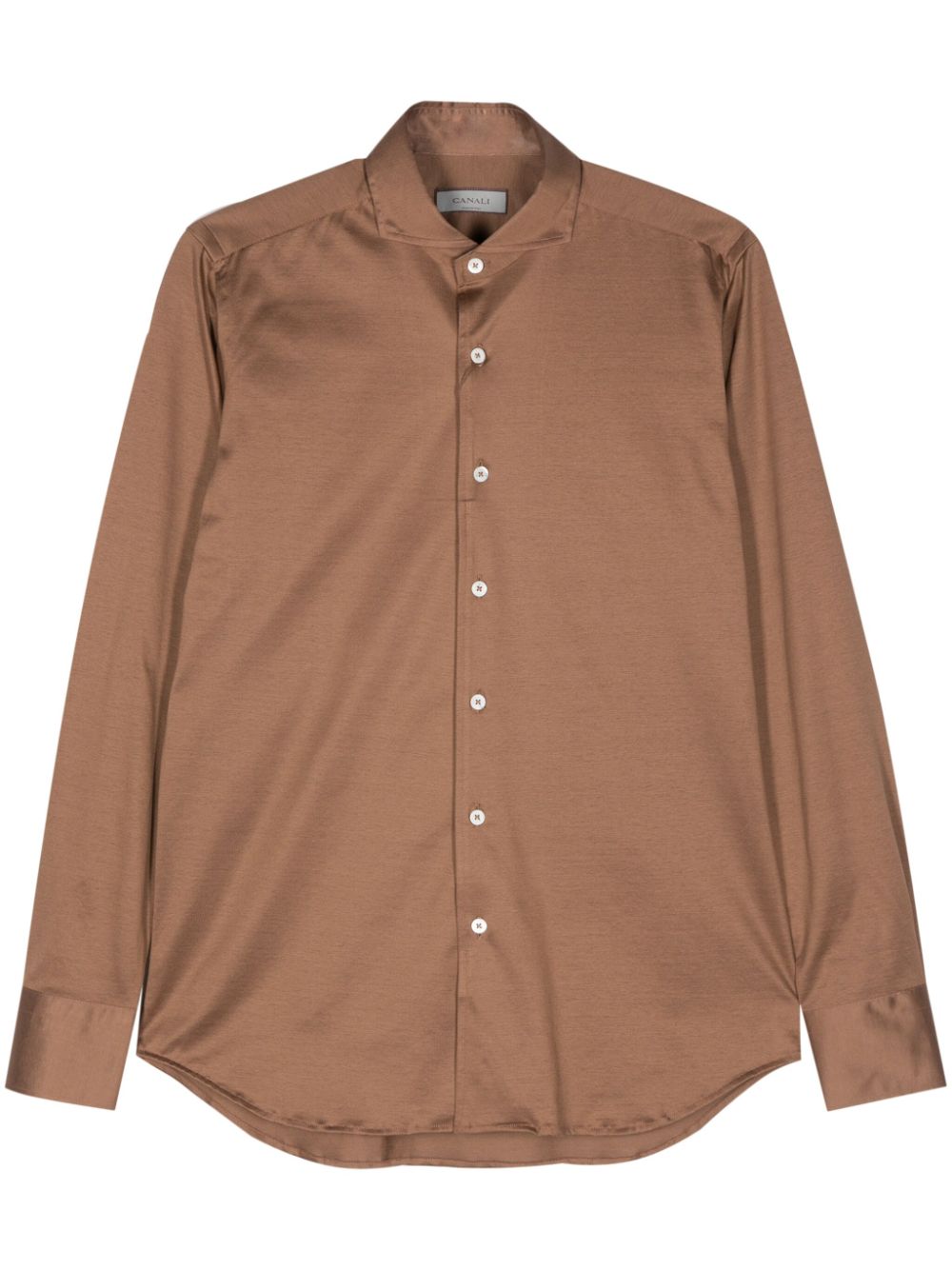 Tonal-stitching cotton shirt - Brown