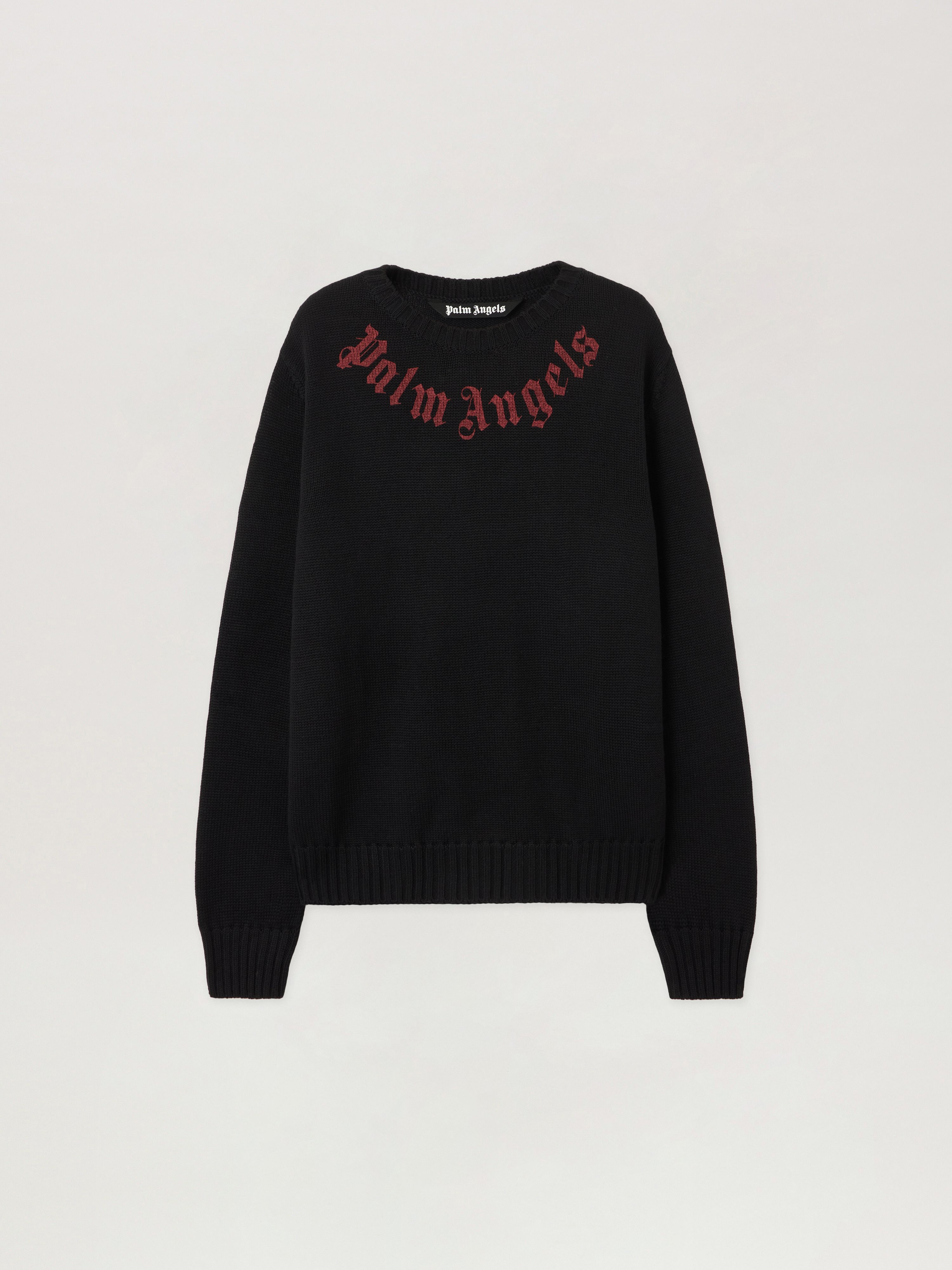 Curved Logo Knit Sweater Man  Black Red