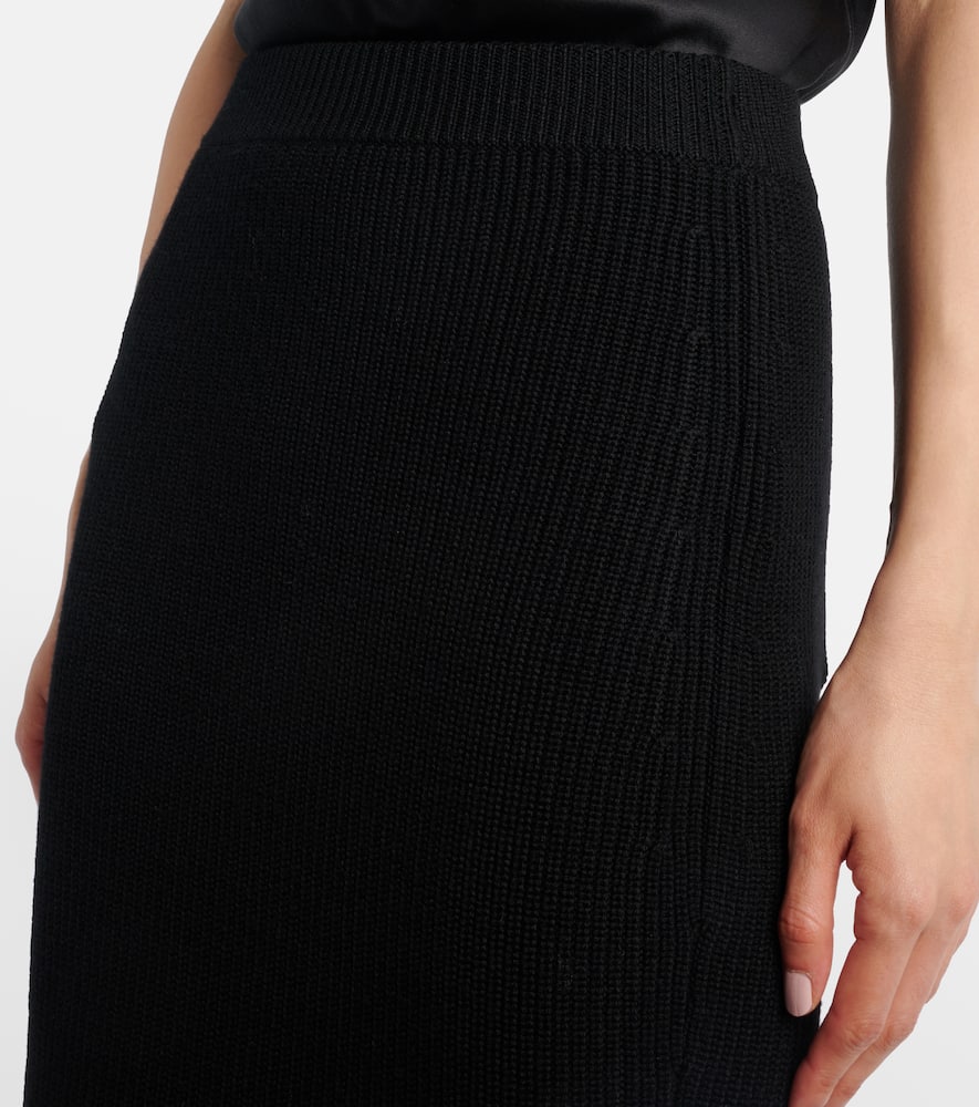 Peplum wool-blend midi skirt