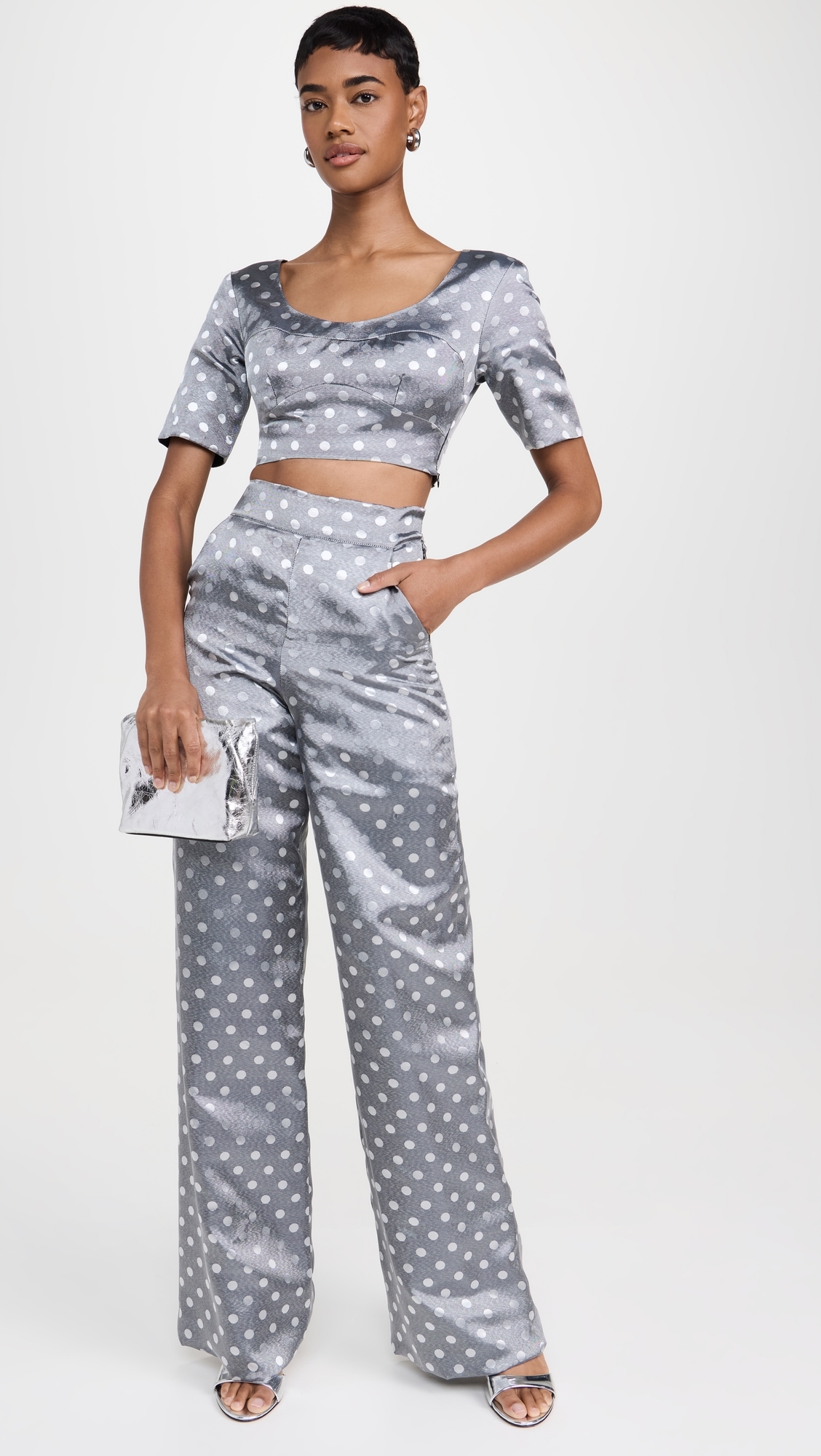 Dot Crop Top White/Black