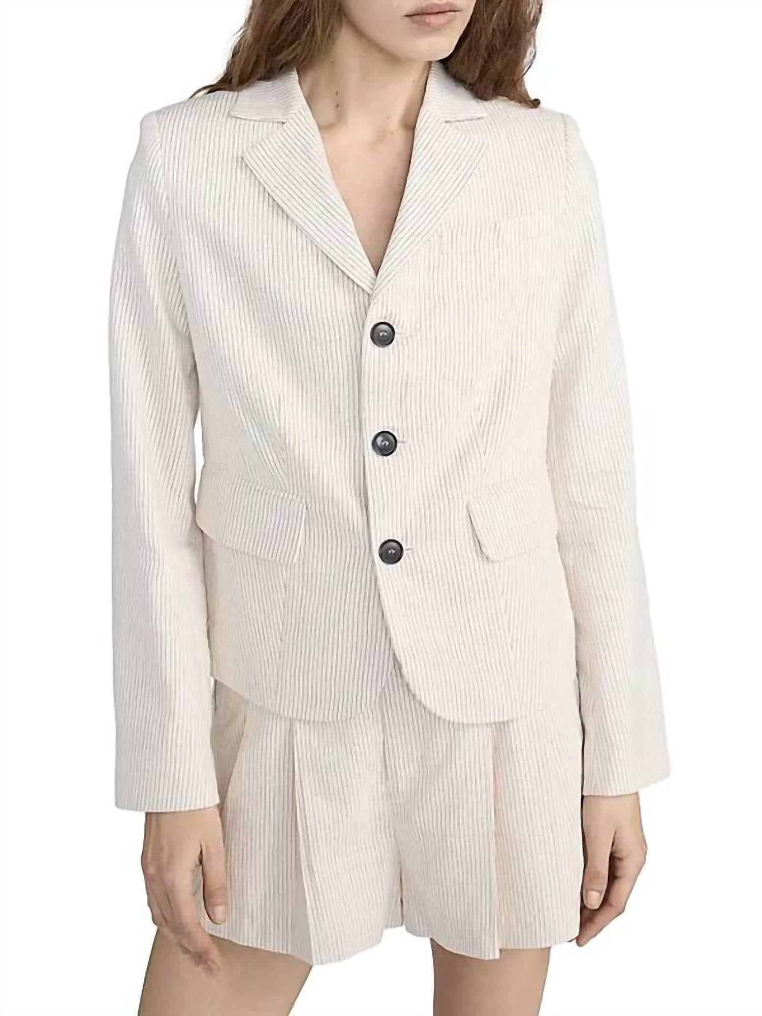 Striped Smart Blazer In Ecru Multi