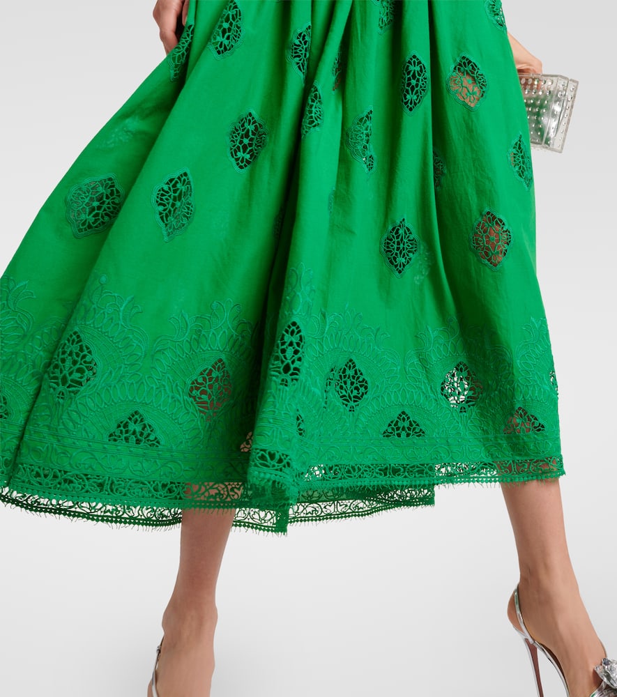 Embroidered cotton-blend midi dress