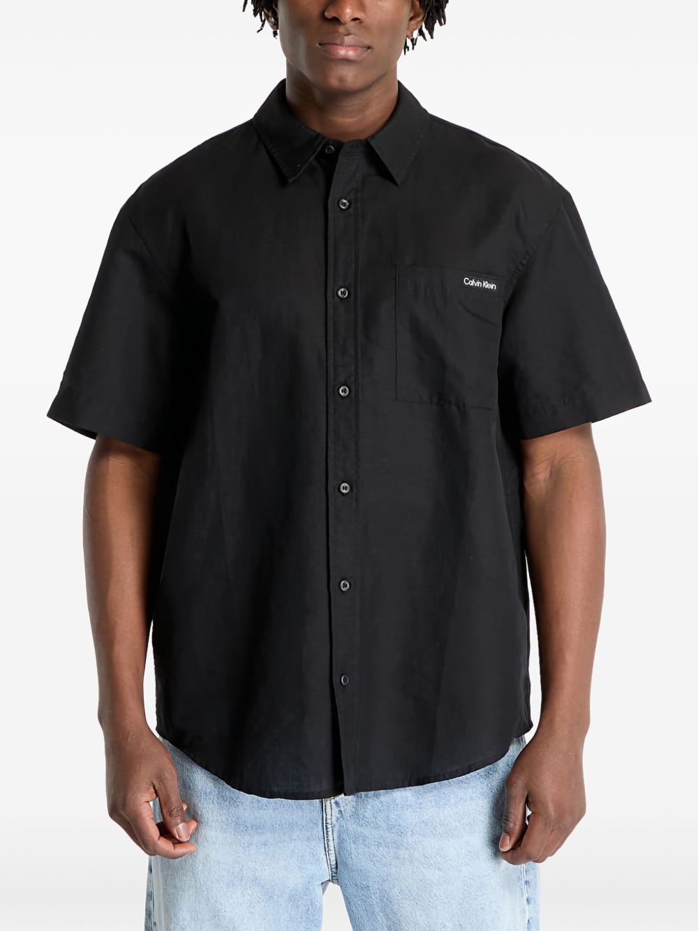 Short-sleeved button-up shirt - Black