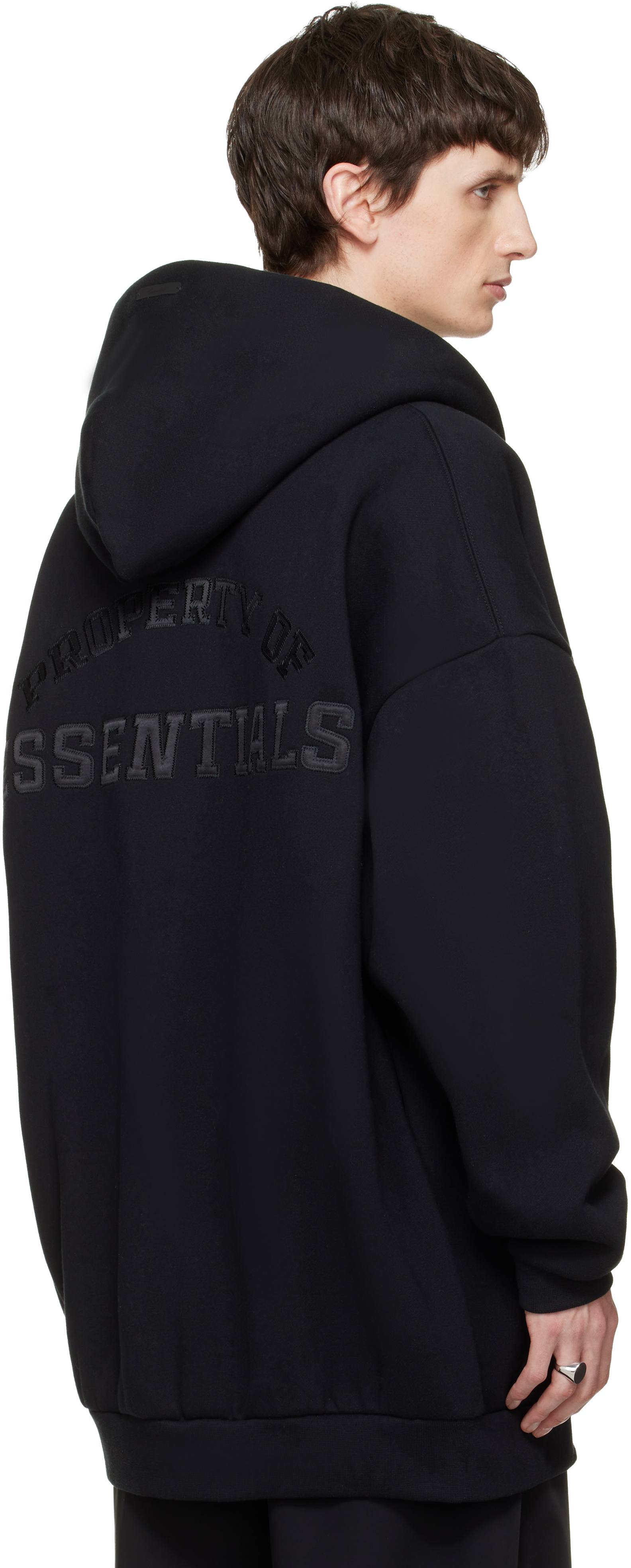 Black 'Property' Lounge Long Zip Hoodie