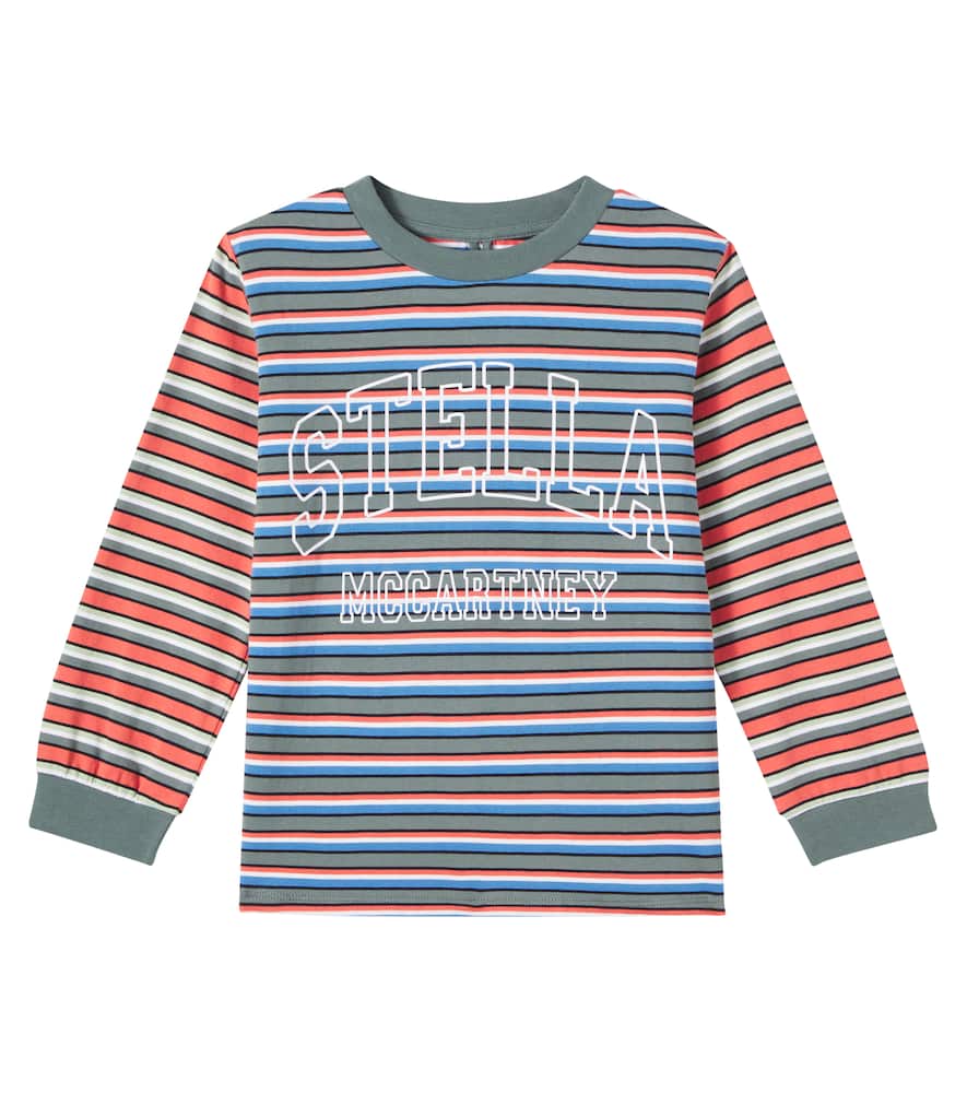 Logo striped cotton jersey top