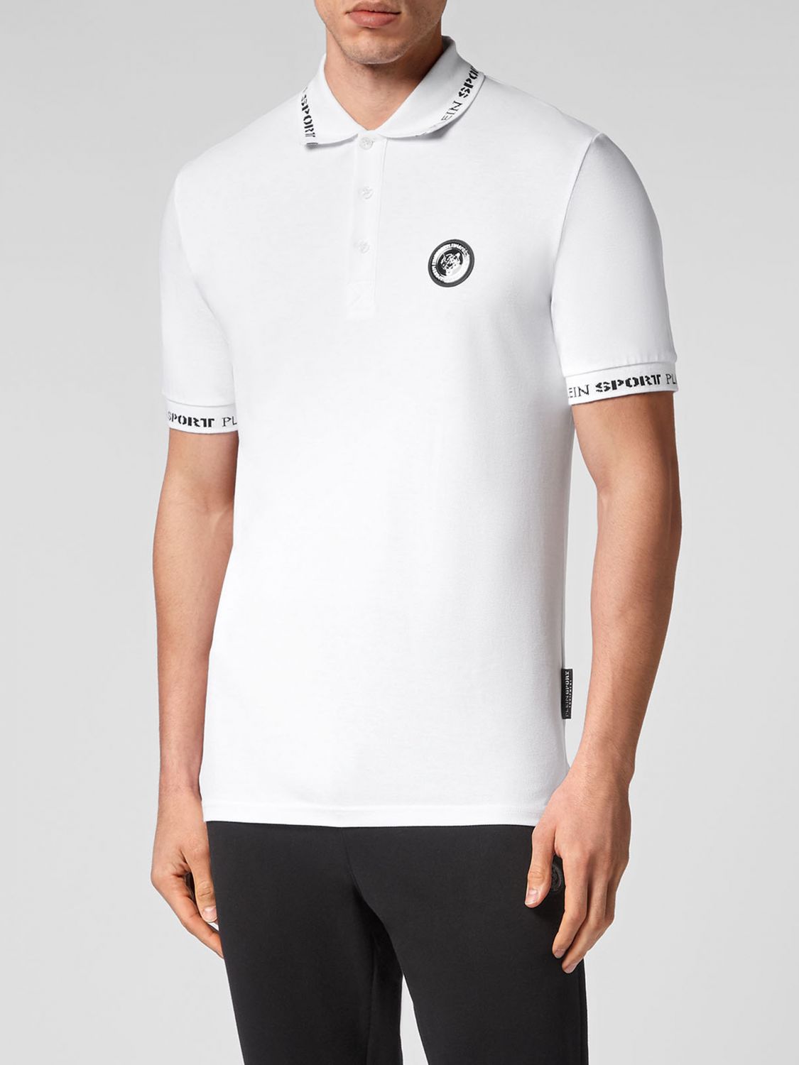 Logo-patch short-sleeved polo shirt - White