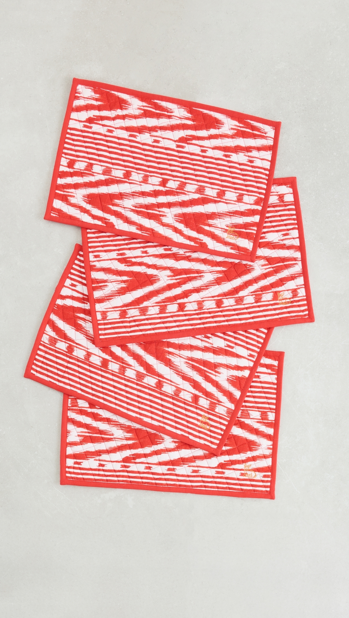 Placemat Set of 4 Red Ikat One Size
