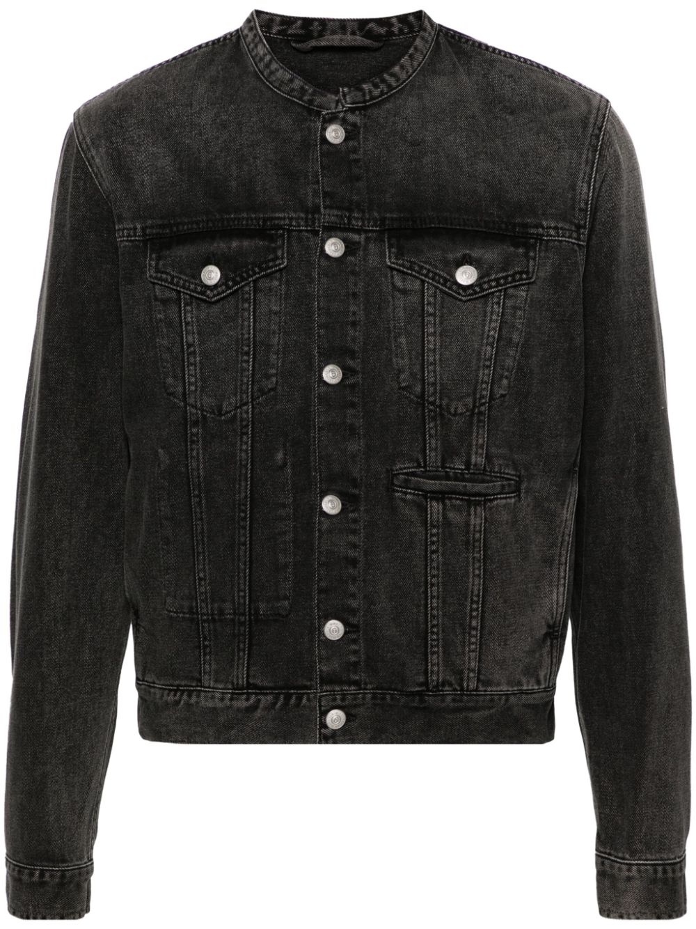 Collarless denim jacket - Grey