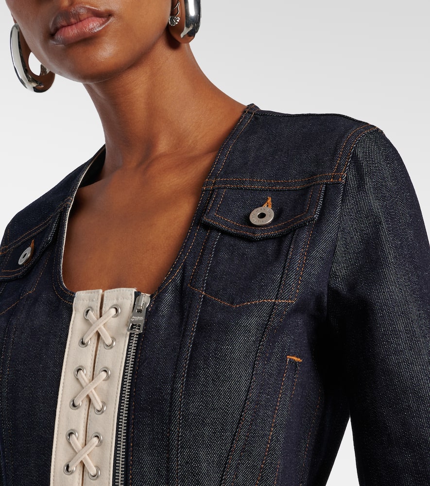 Jean Paul Gaultier Lace-up cropped denim jacket