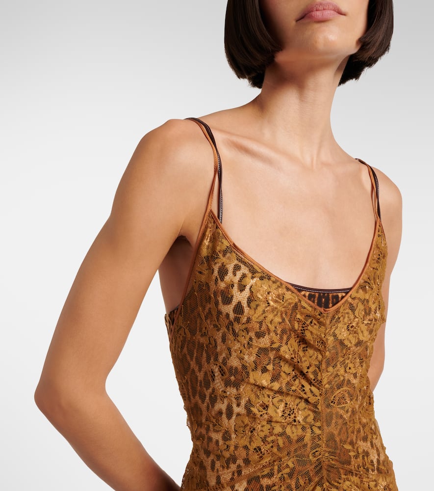 Silk-trimmed lace maxi dress