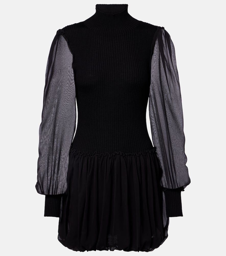 Ribbed-knit wool and silk minidress