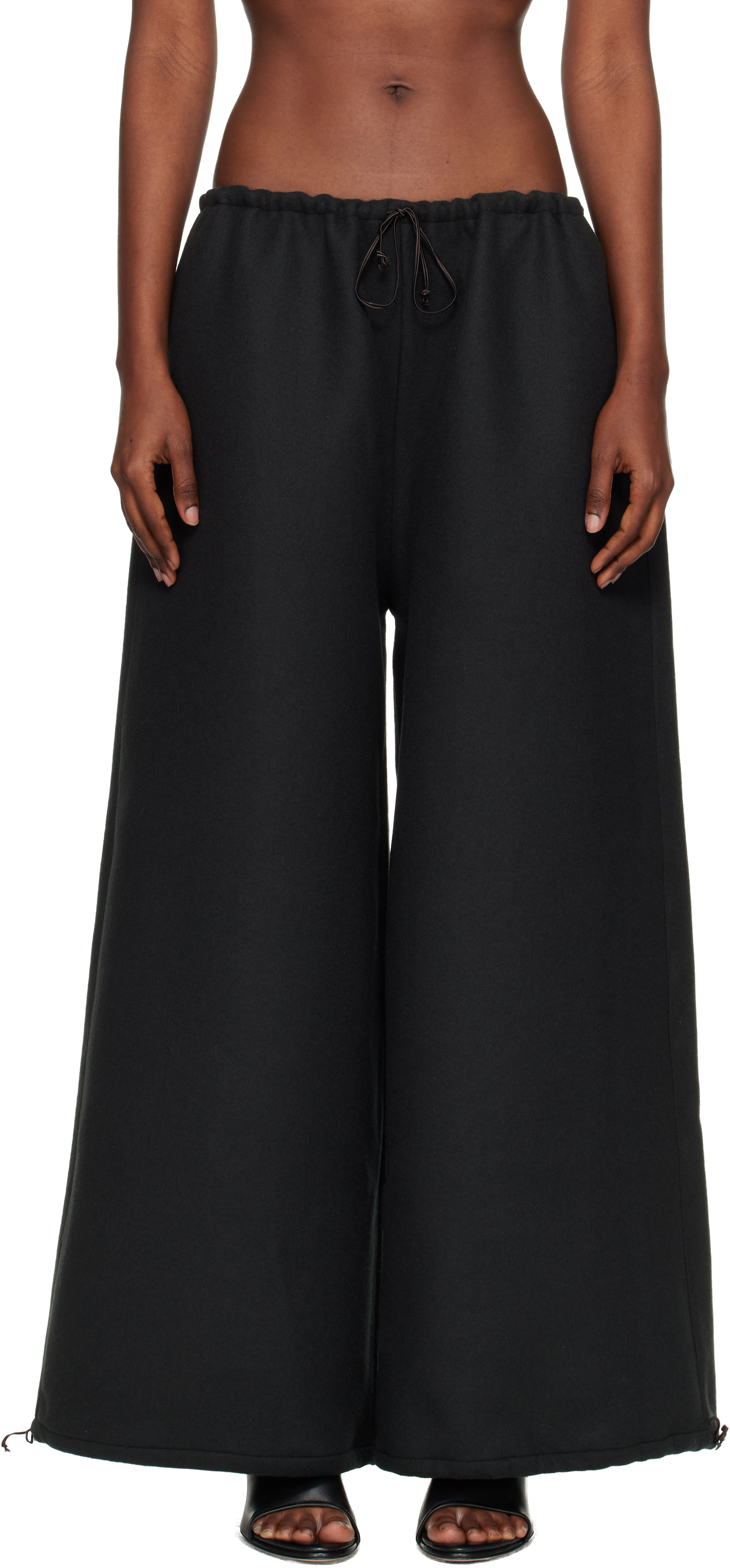 Gray Double Face Wool Drap Trousers