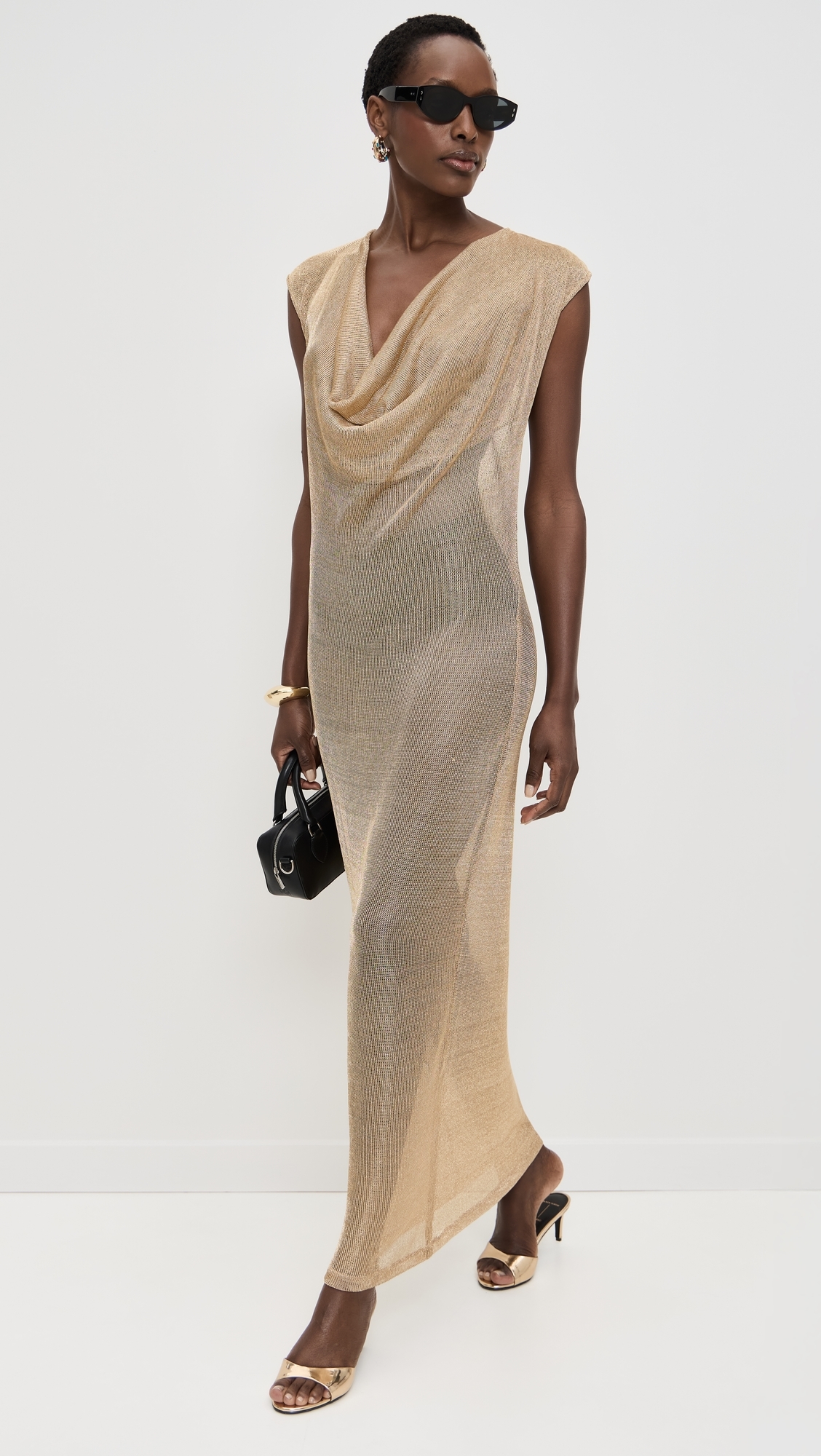 Draped Maxi Dress Gold
