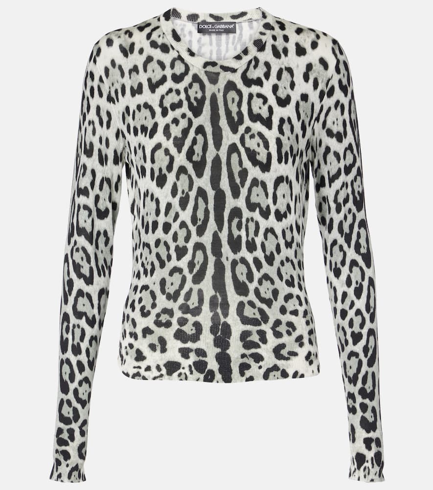 Animal-print silk sweater