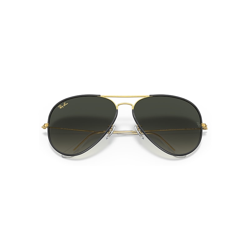 Ray-Ban Aviator Full Color Legend Sunglasses Gold Frame Grey Lense
