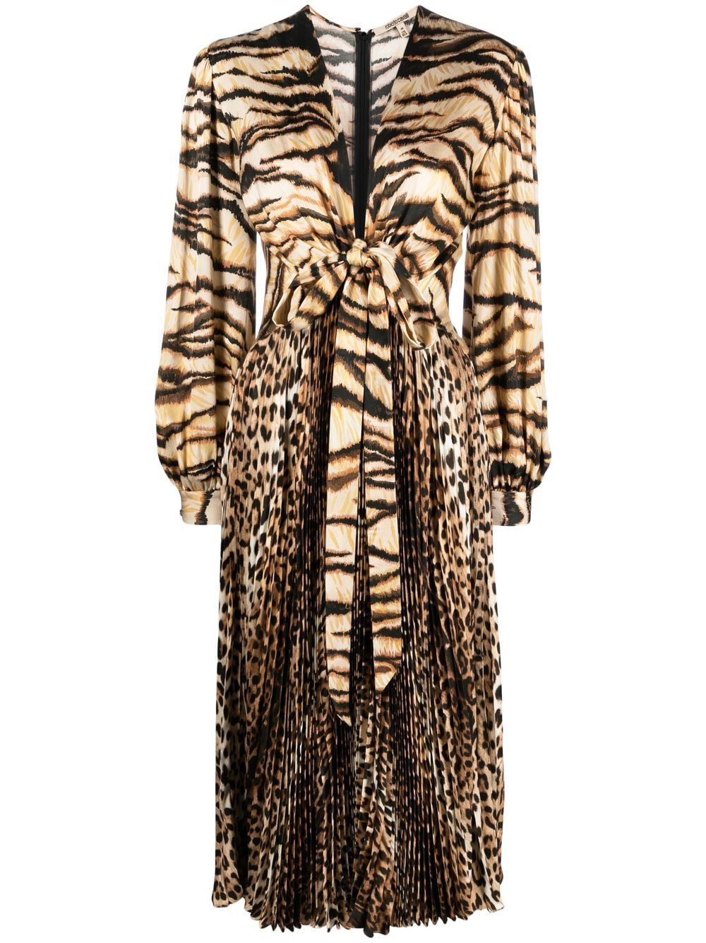 Animal-print knot-font midi dress - Neutrals