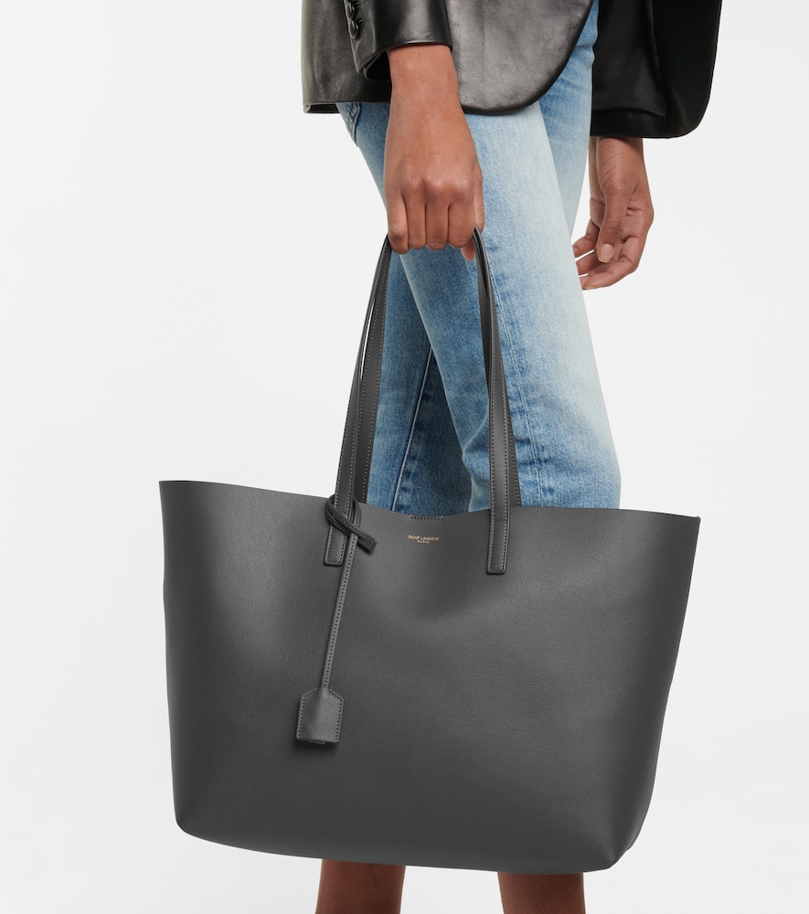 Shopping E/W leather tote